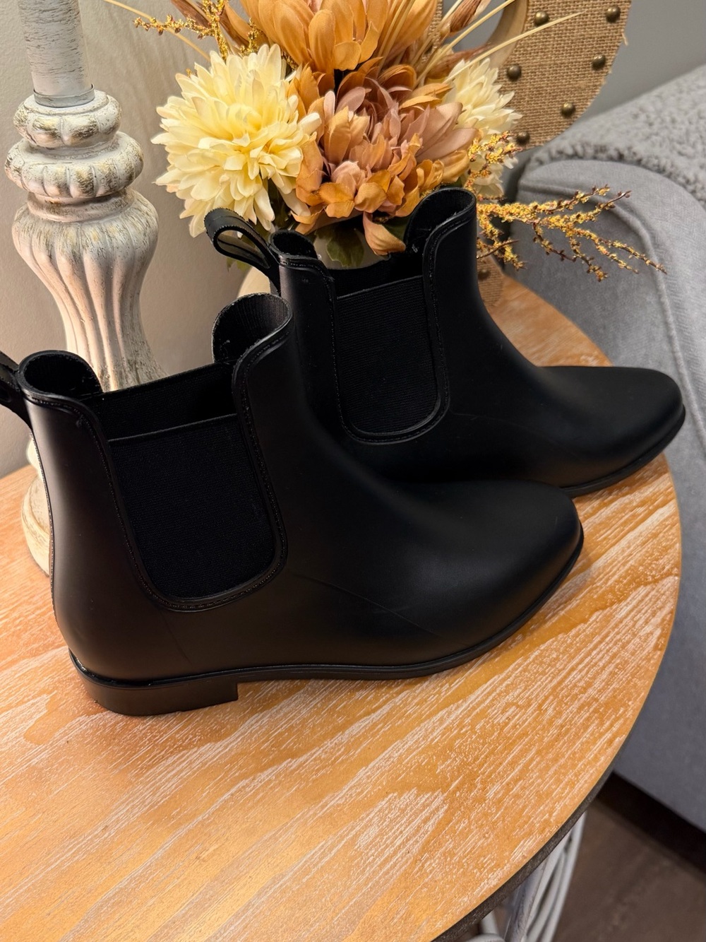 A New Day Black Chelsea Rain Boots Women’s Size 8M Waterproof Ankle Boot